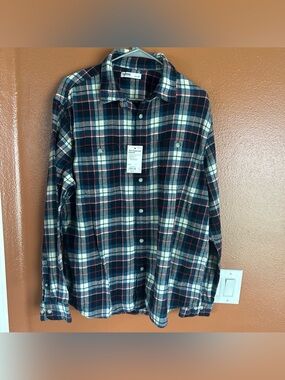 Sonoma Navy, White and Red Plaid Button-Up Shirt